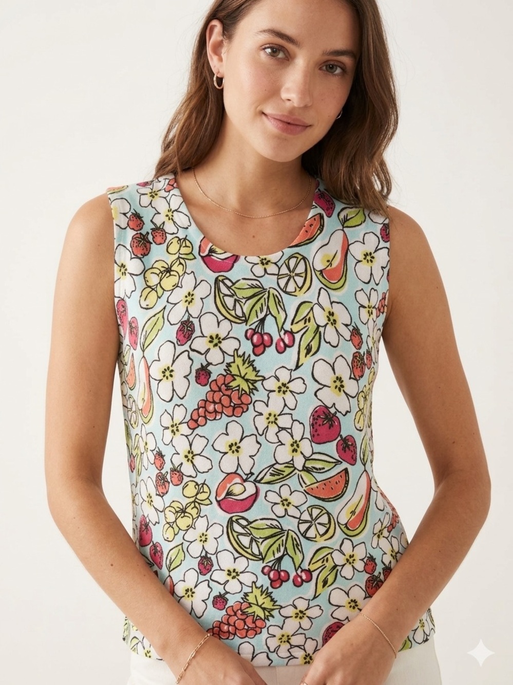 Requirements Vintage Fruit Print Knit Top M Cottagecore  90s Aesthetic